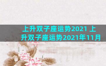 上升双子座运势2021 上升双子座运势2021年11月